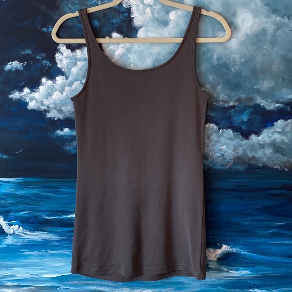 Eileen Fisher Organic Cotton Embellished Grey Tank - Picture 4 of 6